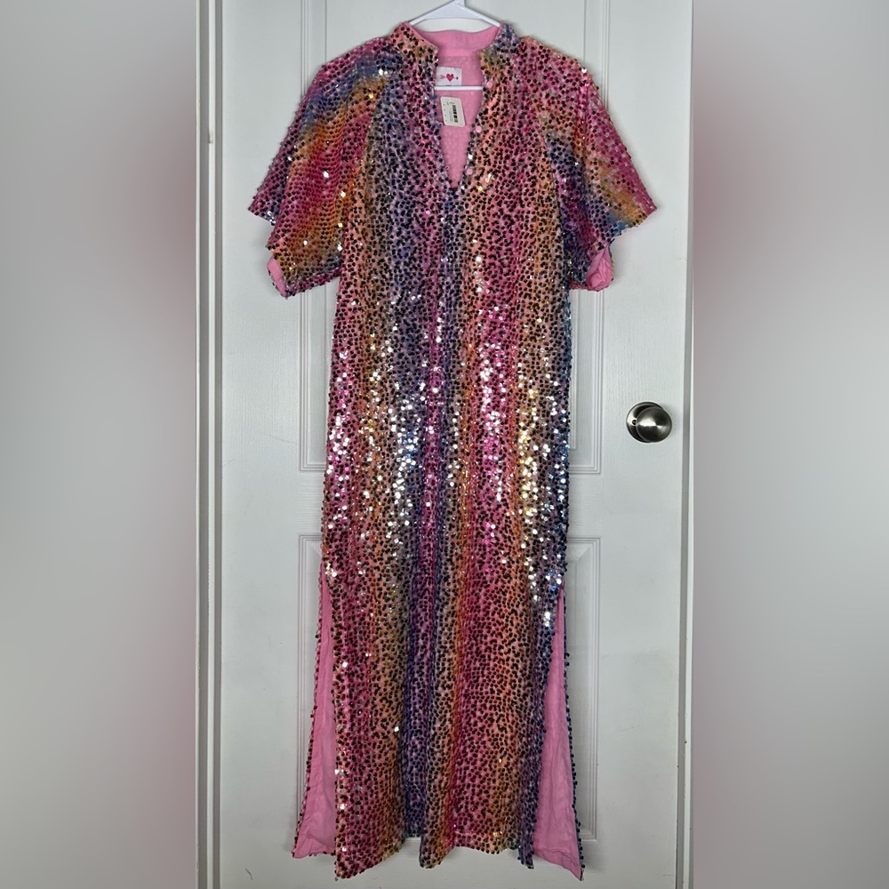 Buddy Love NWT Leighton Colorful Sequin Festival Maxi Dress Sz XS Party Rainbow - Picture 5 of 12